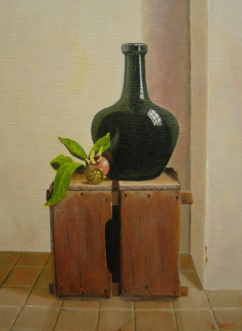 Houten kistje en mispels