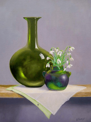 Sneeuwklokjes en groene fles
