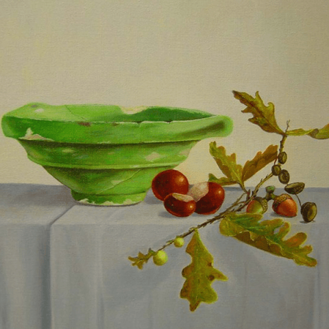 Groene schaal en herfsttak