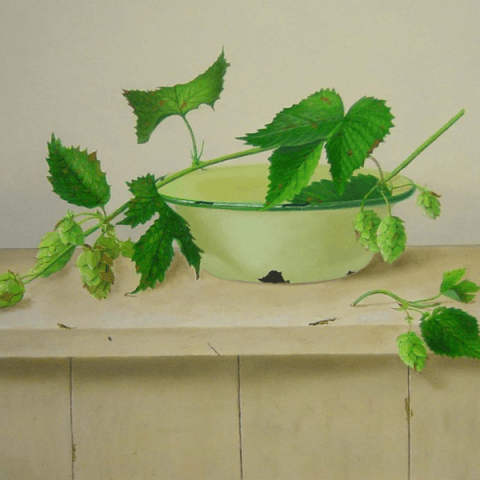 Groen schaaltje met hop