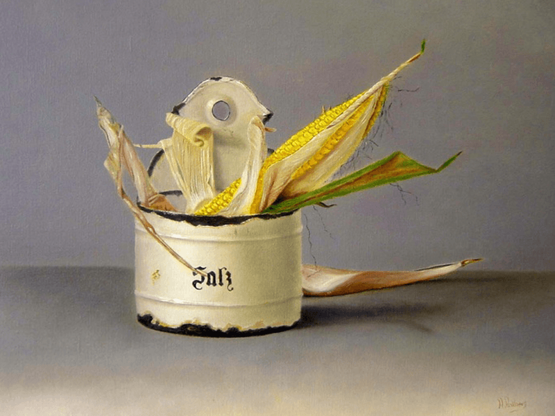 Emaile zoutpot met mais